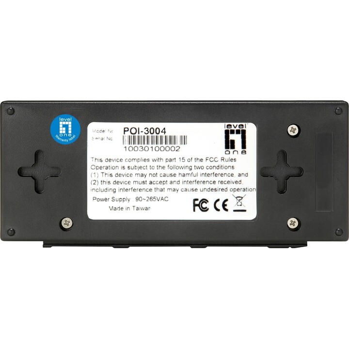 Level One POI-3004 Inyector PoE Gigabit 802.3at/af de un solo puerto y 30 W de alta potencia para montaje en pared