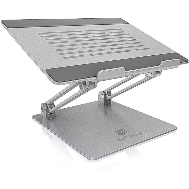ICY BOX IB-NH300 Soporte Ajustable de Aluminio para Portátil 17" Max 3kg Plateado Antideslizante Ventilado Z-Design