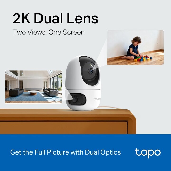 TP-LINK TAPO C245D 2K Dual Lens Pan/Tilt AI Security Camera 340° Pan 70° Tilt Smart Tracking Night Vision