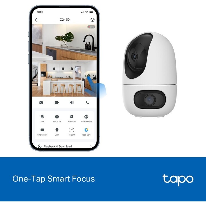 TP-LINK TAPO C245D 2K Dual Lens Pan/Tilt AI Security Camera 340° Pan 70° Tilt Smart Tracking Night Vision