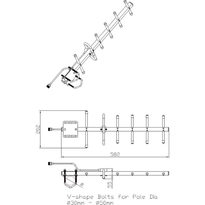 ALLNET ANT-868-10dbi-Yagi 868MHz 10dBi Antena Yagi Direccional LoRa Helio IoT N-Hembra