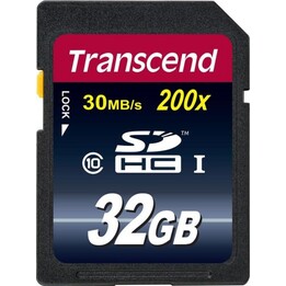 Scheda di memoria Transcend 32GB SDHC Classe 10, 30 MB/s, 10 MB/s.