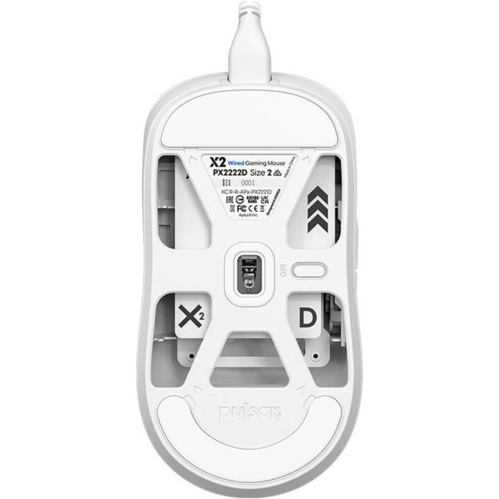 Pulsar X2 Wired PX2221D Blanco Symmetrical eSports Ultralight Gaming Mouse PAW3395 26000 DPI 650 IPS