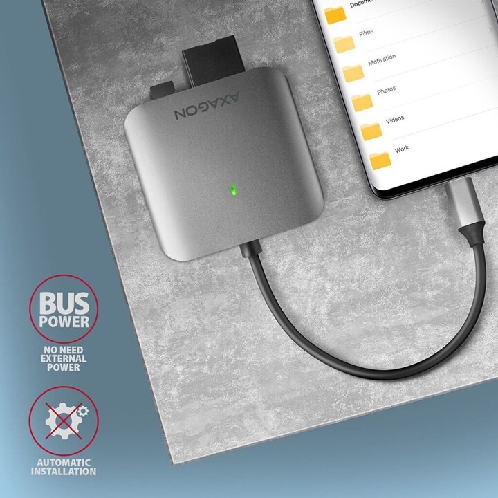 AXAGON Cre-S3C Externer Kartenleser USB-C Kartenleser, Grau