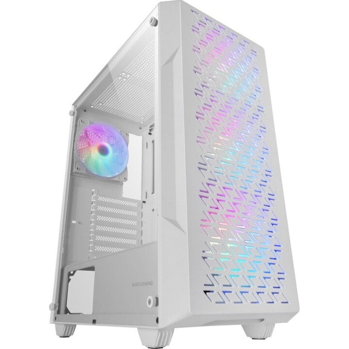 Torre PC Mars Gaming MC-GEO Caja Gaming ATX 4x Ventiladores FRGB 12cm Frontal Mesh Cristal Templado Blanco
