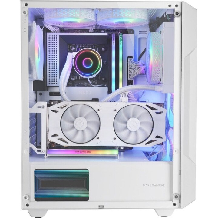 Torre PC Mars Gaming MC-GEO Caja Gaming ATX 4x Ventiladores FRGB 12cm Frontal Mesh Cristal Templado Blanco