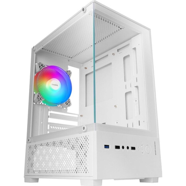 Mars Gaming Mc-se2 PC Tower Microatx Gaming-Gehäuse aus gehärtetem Glas, 120 mm Zweikammer-FRGB-Lüfter, Weiß