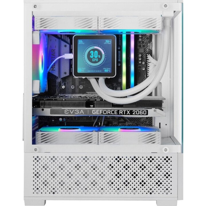 Mars Gaming Mc-se2 PC Tower Microatx Gaming-Gehäuse aus gehärtetem Glas, 120 mm Zweikammer-FRGB-Lüfter, Weiß