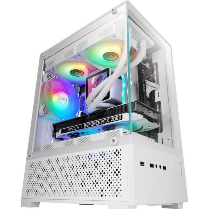 Mars Gaming Mc-se2 PC Tower Microatx Gaming Case Tempered Glass 120mm Dual Chamber FRGB Fan White