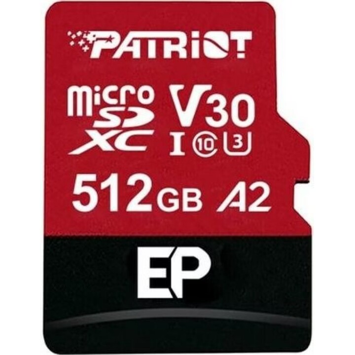 Patriot Memory EP A2 Memoria Flash 512 GB MicroSDXC V30 U3 Classe 10 (PEF512GEP32MCX)
