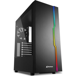 Sharkoon RGB Slider ATX PC-Tower aus gehärtetem Glas, USB 3.0 ARGB, Schwarz
