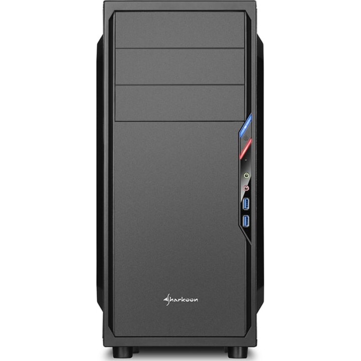 Sharkoon VS4-V PC Tower, USB 3.0, Schwarz, Kabelmanagement