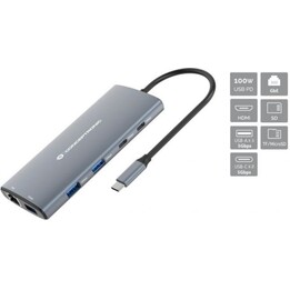 Conceptronic DONN06G 10 en 1 USB-C Dock HDMI 4K GbE 100W PD Gris