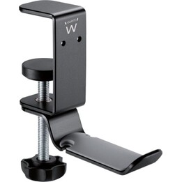 Ewent EW1585 Suporte para fone de ouvido preto ajustável em alumínio e silicone com proteção antiderrapante