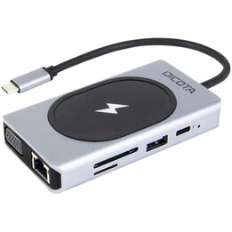 dicota D32059 USB-C 10-in-1 Charging Dock HDMI 4K VGA PD100W Black/Silver