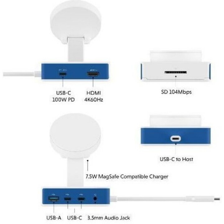 Flex magcharge usb-c hub (blue)