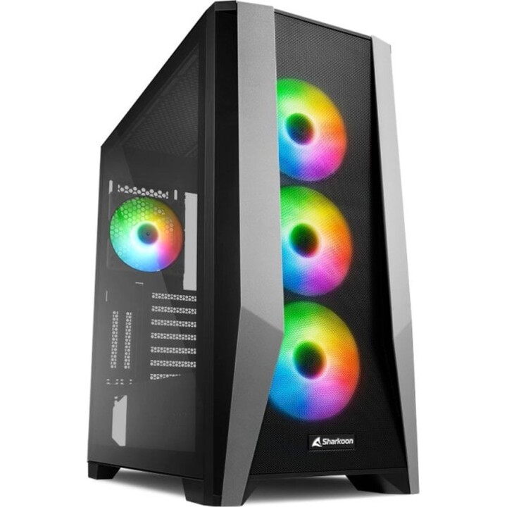 Sharkoon TG7M RGB PC Tower mit gehärtetem Glas und USB 3.2 – Schwarz