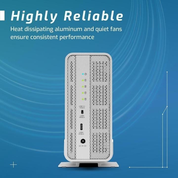Express 4M2 Four-Slot USB4 (40Gb/s) External Storage Enclosure for NVMe M.2 2230 / 2242 / 2280 SSDs with SoftRAID