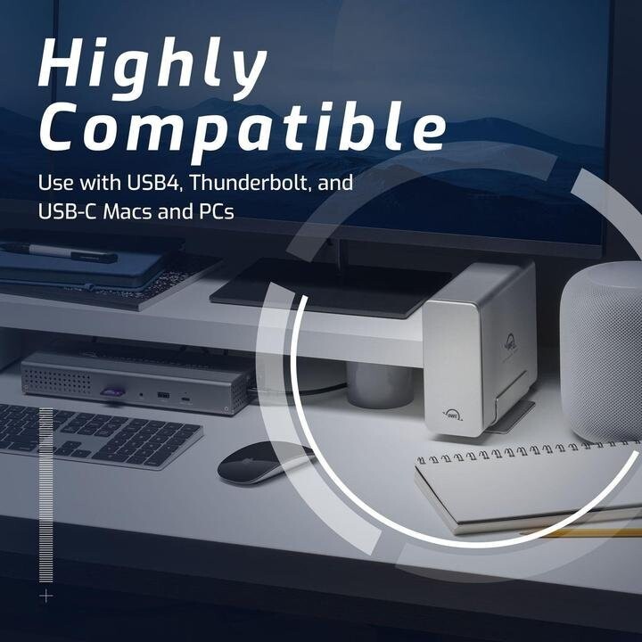 Express 4M2 Four-Slot USB4 (40Gb/s) External Storage Enclosure for NVMe M.2 2230 / 2242 / 2280 SSDs with SoftRAID