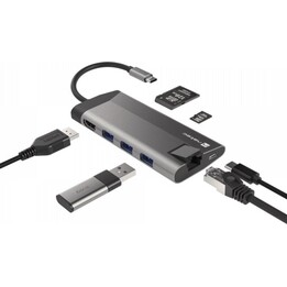 Station d'accueil Natec Fowler Plus USB-C vers USB3.0/HDMI/USB-C/RJ45/PD 3.0