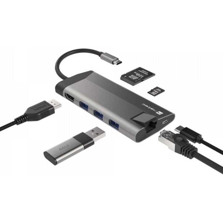 Natec Fowler Plus USB-C to USB3.0/HDMI/USB-C/RJ45/PD 3.0 Docking Station