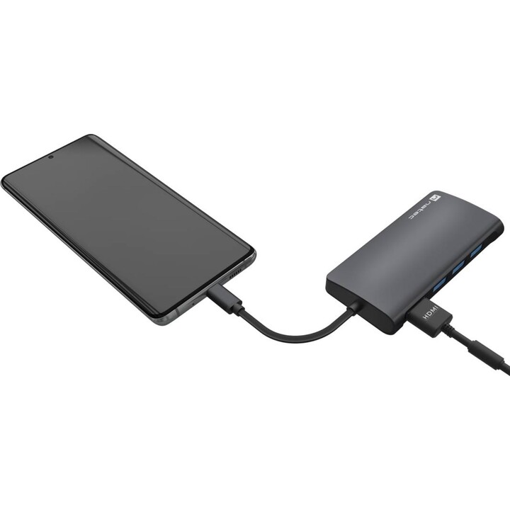 Adaptador multiporta 8 em 1 USB-C para 3X USB 3.0, 4K HDMI, USB-C, RJ45, SD, Micro SD Natec Fowler 2 V2