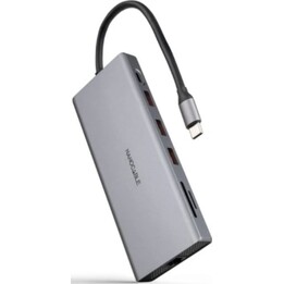 USB-C Hub Nanocable 10.16.4612 12 in 1 3xUSB-A 3.2 2xHDMI 4K60Hz DP RJ45 Reader SD/TF Audio PD 100W