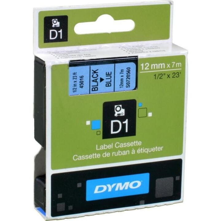 DYMO D1 Standard - Preto sobre Azul - 12mm