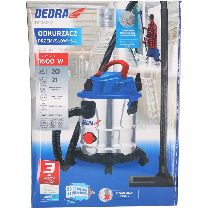 Industrial vacuum cleaner 1600W 20L