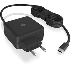 ICY BOX IB-PS101-PD 90W USB-C PD Wall Charger USB-A Black 1.8m Cable
