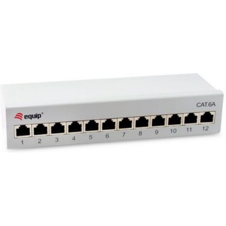Equip 326522 Pannello patch schermato a 12 porte Cat.6A Desktop 500MHz Grigio