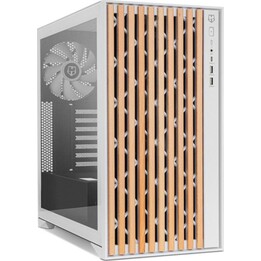 Nox Hummer ELEMENT PC Tower, ATX Semi-Tower, Tempered Glass, USB-C, White and Wood