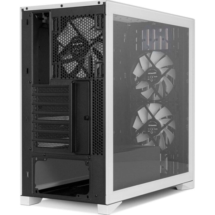 Torre Nox Hummer ELEMENT PC, semitorre ATX, vidro temperado, USB-C, branco e madeira