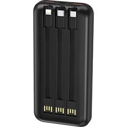 Cool Power Bank Bateria externa de 10.000 mAh, carregamento rápido de 22,5 W, 3 cabos, preto