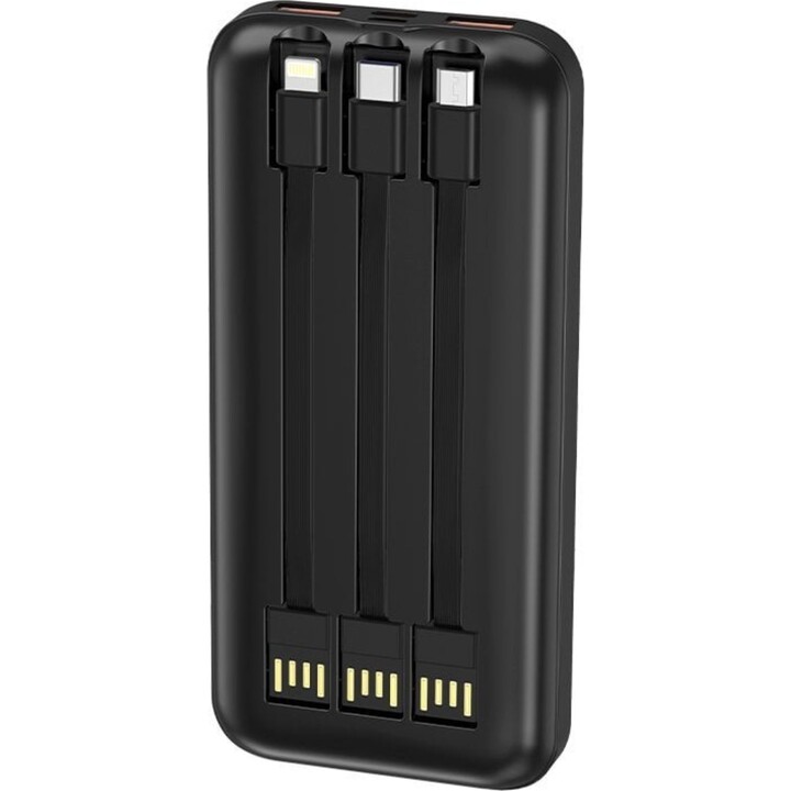 Batería Externa Cool Power Bank 10.000 mAh Carga Rápida 22.5W 3 Cables Negro