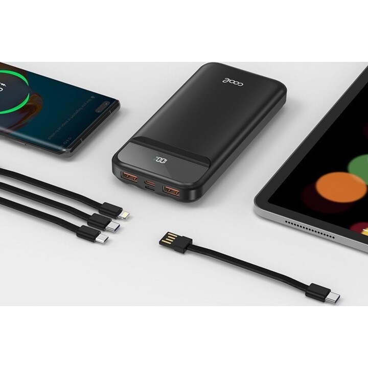 Batería Externa Cool Power Bank 10.000 mAh Carga Rápida 22.5W 3 Cables Negro