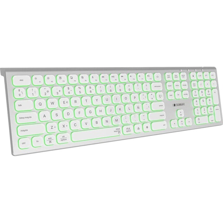 Subblim Master Backlit Multi-Device Wireless Keyboard Silver/White