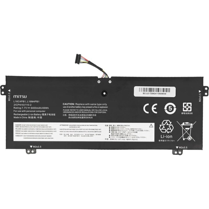 Mitsu Compatible Battery for LENOVO L16C4PB1 Laptop 7.7V 6400mAh