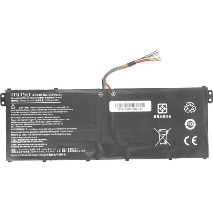 Bateria de laptop compatível com Mitsu para Acer AC14B18J 11,4V 2200 mAh