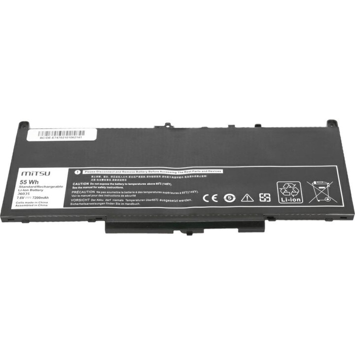Bateria compatível Mitsu para laptop Dell Latitude E7270 7,6V 7200mAh
