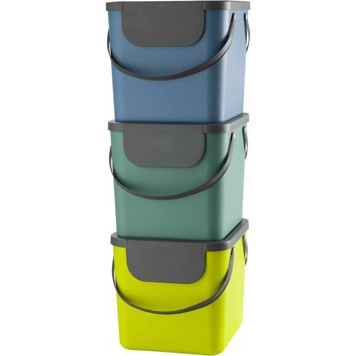 Rotho Albula 40L poubelle avec couvercle, vert