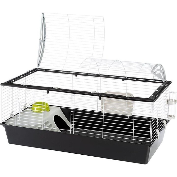 Gabbia per conigli Ferplast CASITA 120, ecosostenibile - 119 x 58 x h 60 cm, bianco / nero