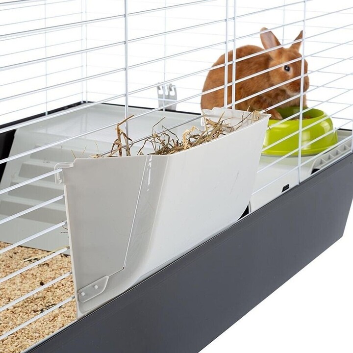 Jaula para conejos Ferplast CASITA 120, Ecosostenible - 119 x 58 x h 60 cm, Blanco / Negro
