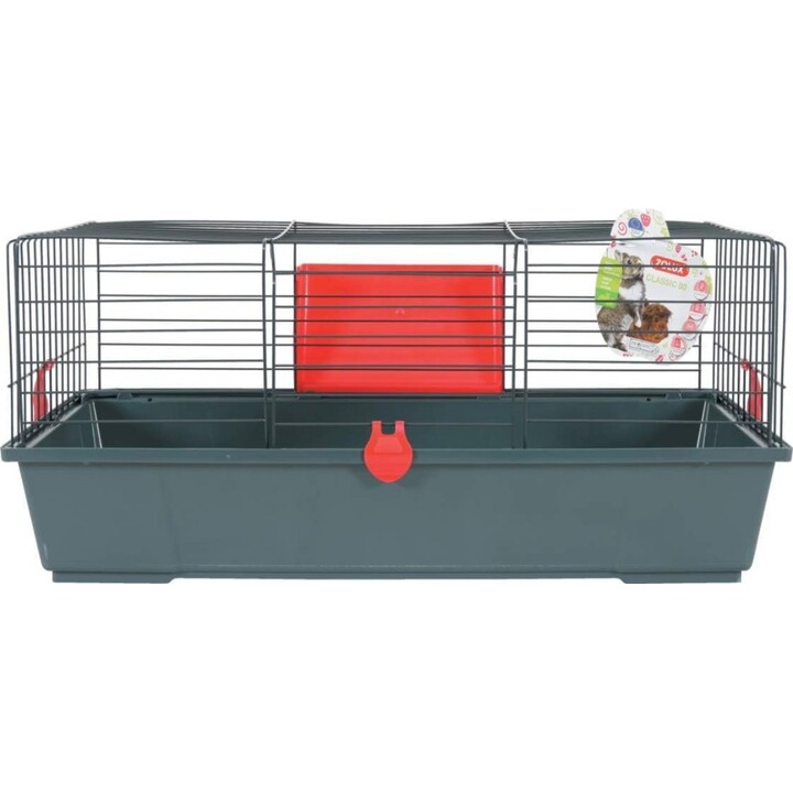 Gabbia Zolux Classic 80, per criceti 45,5 x 77,5 x 34,5 cm, grigio/rosso