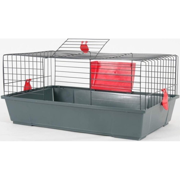 Gabbia Zolux Classic 80, per criceti 45,5 x 77,5 x 34,5 cm, grigio/rosso