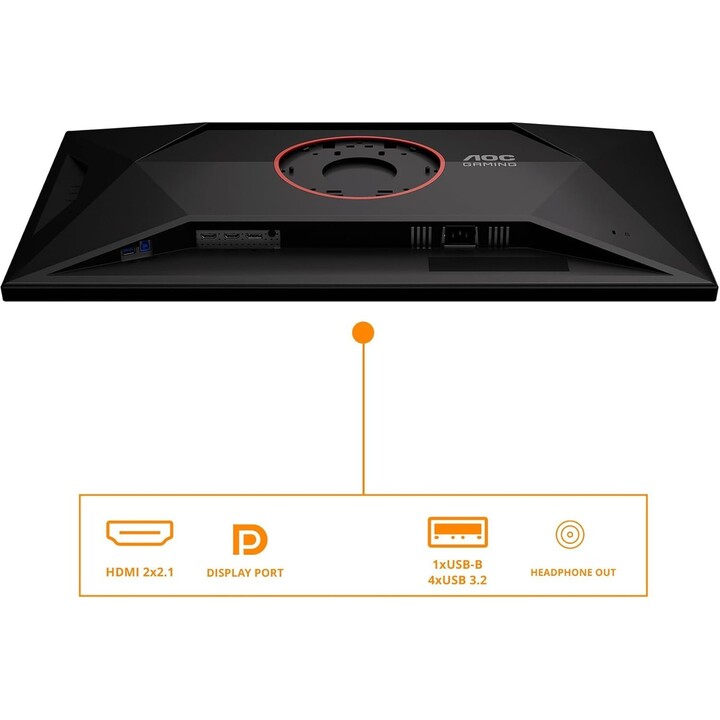 AOC U32G4U Gaming Monitor 31,5" 4K UHD Fast IPS 160Hz Dual Frame FHD 320Hz 0,5ms HDR400 HDMI2.1 USB Hub Schwarz/Rot