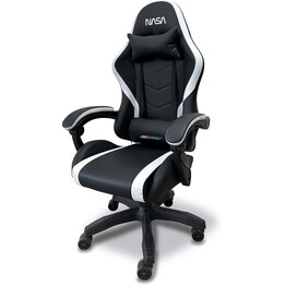 NASA Orion OR009-W Sedia da gioco ergonomica in ecopelle con schienale alto e cuscino lombare regolabile 2D Braccioli 90-180° Re