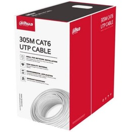 Dahua PFM923I-6UN-C UTP CAT6 LSZH Cable de Red 305m Carrete 24AWG OFC 250MHz PoE 160m CPR Eca Blanco 6.0mm Ø 10.5kg Cobre Libre 
