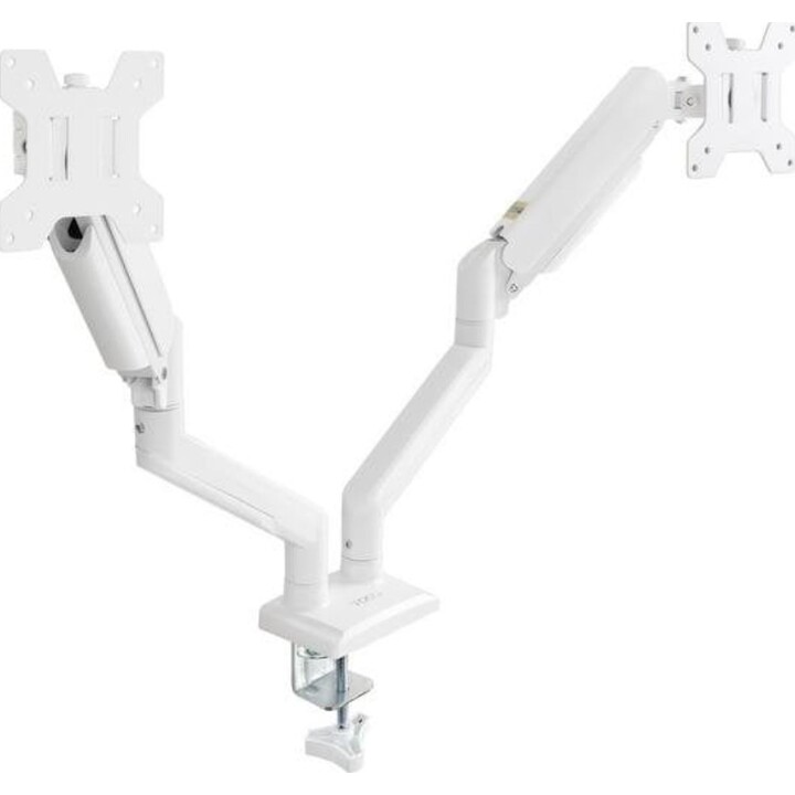 TooQ DB1434TNR-W Dual-Monitor-Tischhalterung/ Schwenkbar/ Neigbar/ Bis zu 10kg