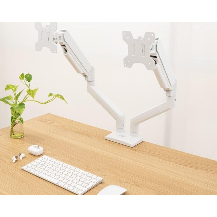 TooQ DB1434TNR-W Dual-Monitor-Tischhalterung/ Schwenkbar/ Neigbar/ Bis zu 10kg